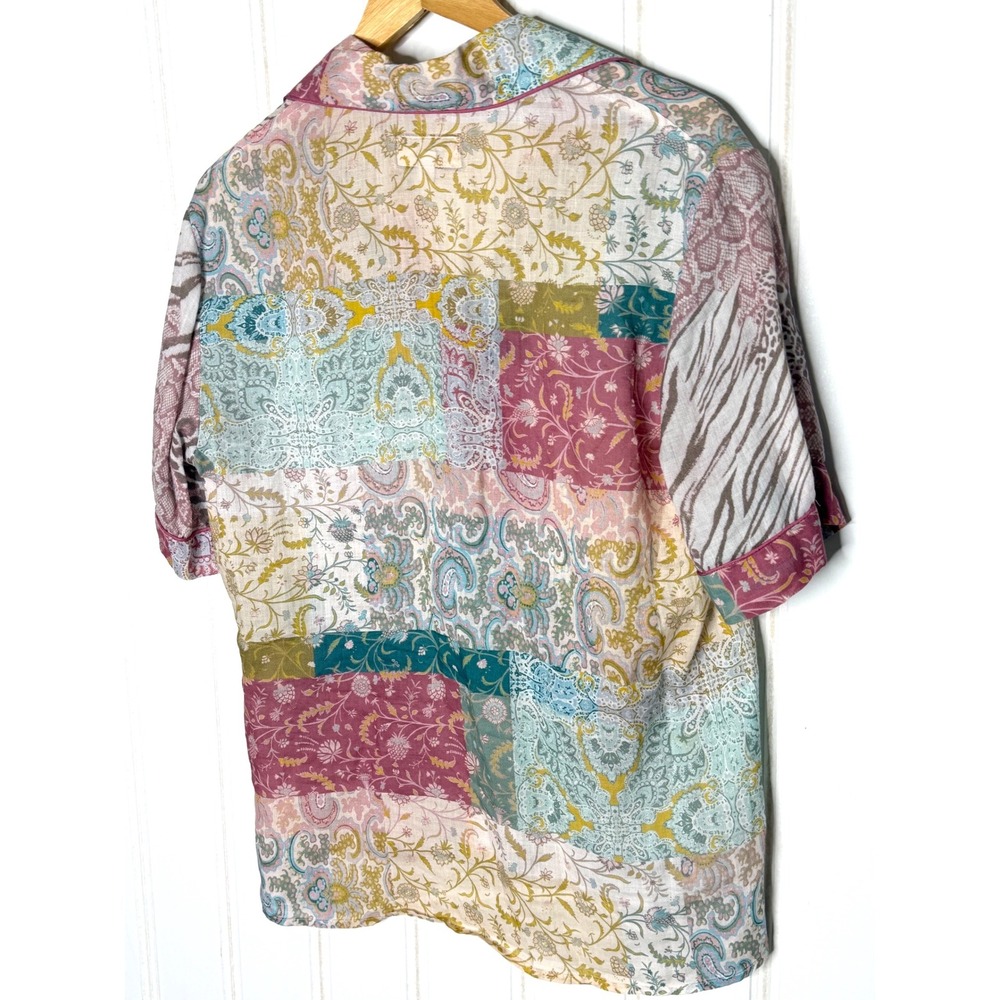 Johnny Was Workshop Ramie Patchwork Button Down S… - image 6